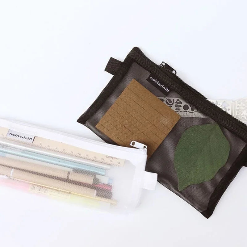 Transparent Mesh Pencil Case – Large Capacity Stationery Bag Pencil Case Axl
