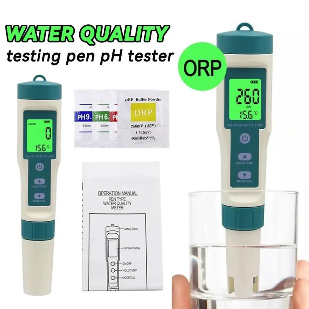 8-in-1 Digital Water Quality Tester – pH ORP TDS EC Salinity Water Quality Meter Axl