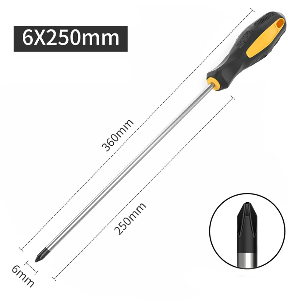 250mm Magnetic Screwdriver – Slotted & Cross Head, Rubber Grip Magnetic Screwdriver Axl