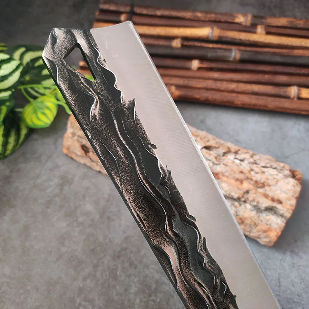 InLeung Hand Forged Chef Cleaver Knife – Wood Handle, Steel Chef Cleaver Knife Axl