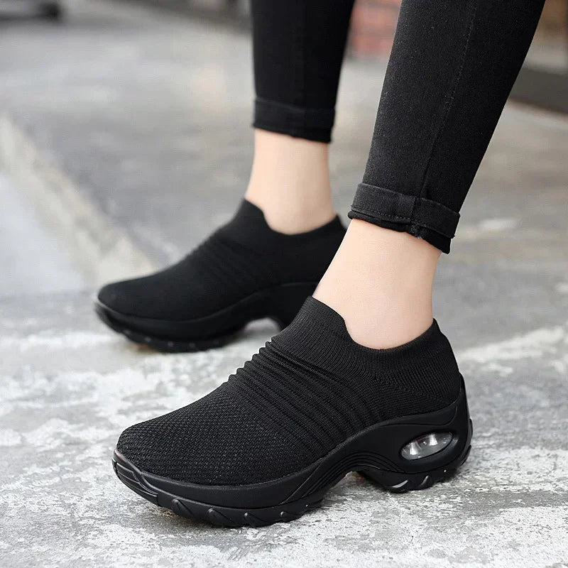 Women's Platform Knit Sneakers – Breathable Walking Shoes Platform Knit Sneakers Axl