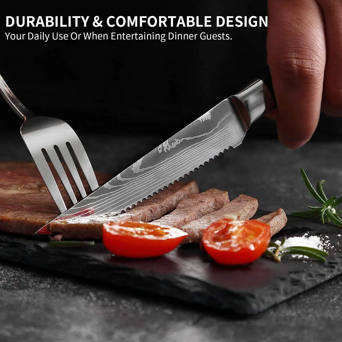 Damascus Steak Knife Set 1–8 Pcs | 4.5" Stainless Steel Knives Steak Knife Set Axl