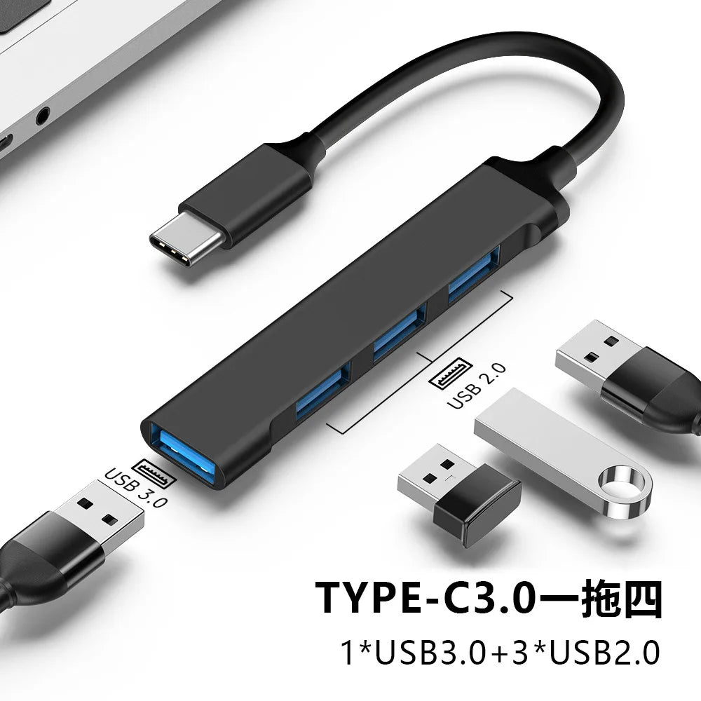 4-Port USB-C Hub 3.0/2.0 with OTG Adapter | High-Speed Splitter USB Hub Axl
