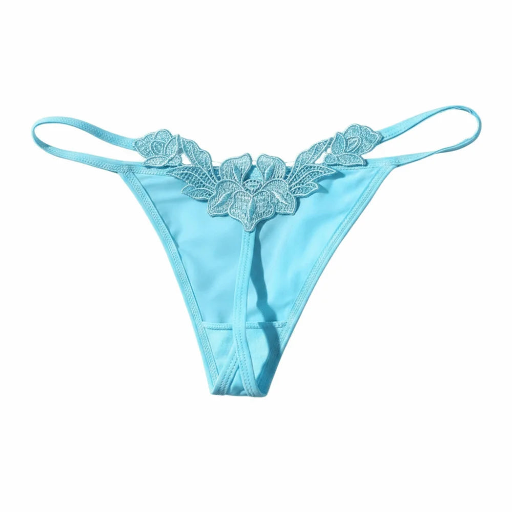Women's Low Rise Lace Thong Panties – G-String Briefs Women's Thong Panties Axl Blue 2XL 1pc