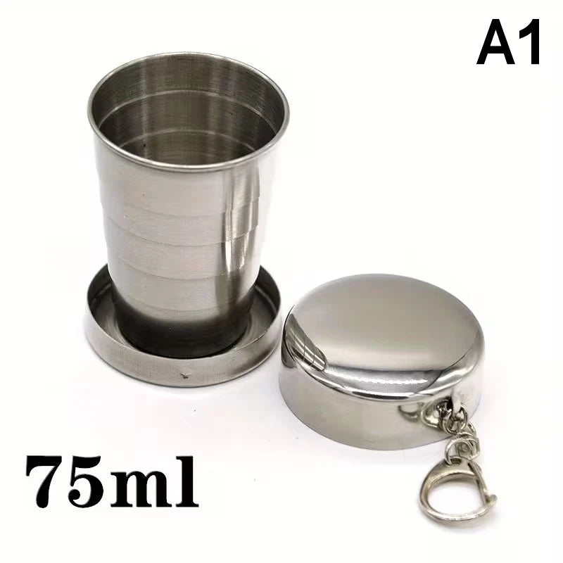 Stainless Steel Folding Cup with Keychain | Collapsible Travel Cup Collapsible Travel Cup Axl A1