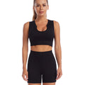 Women's Nylon Yoga Crop Top & Shorts Set – Moisture-Wicking Yoga Activewear Set Axl Black S