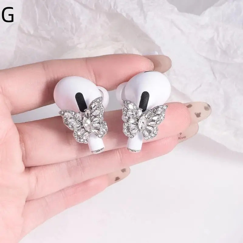 Rhinestone Earphone Charms – Decorative Earbud Clips (1 Pair) Earbud Decoration Clips Axl G
