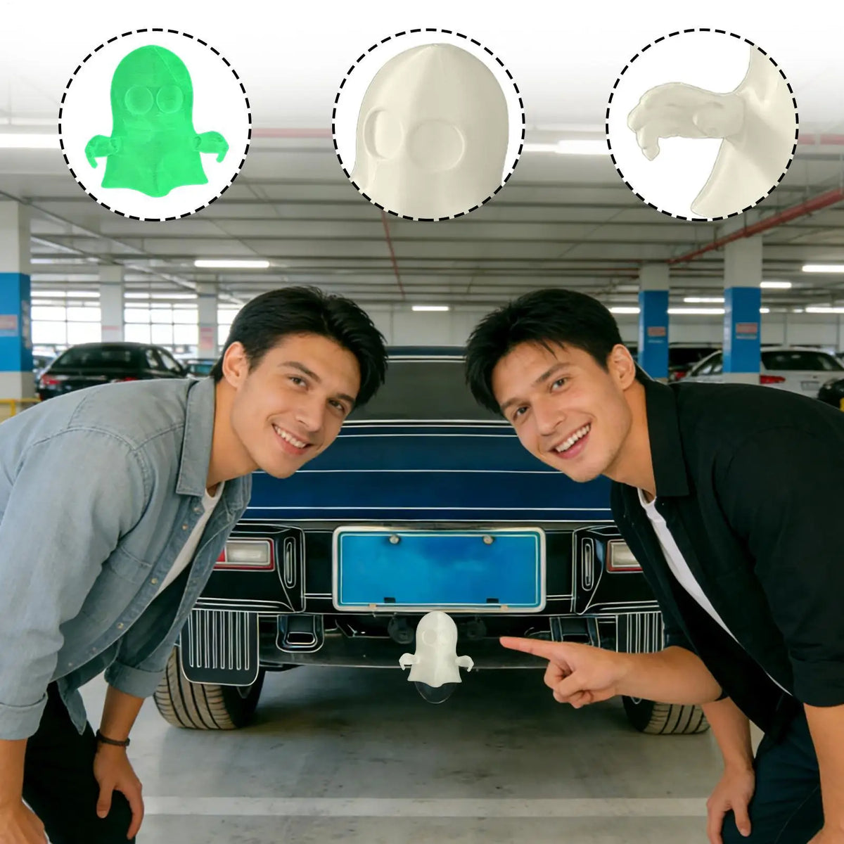 Ghost Glow-in-the-Dark Trailer Hitch Cover Plug | 3D Printed Trailer Hitch Cover Axl