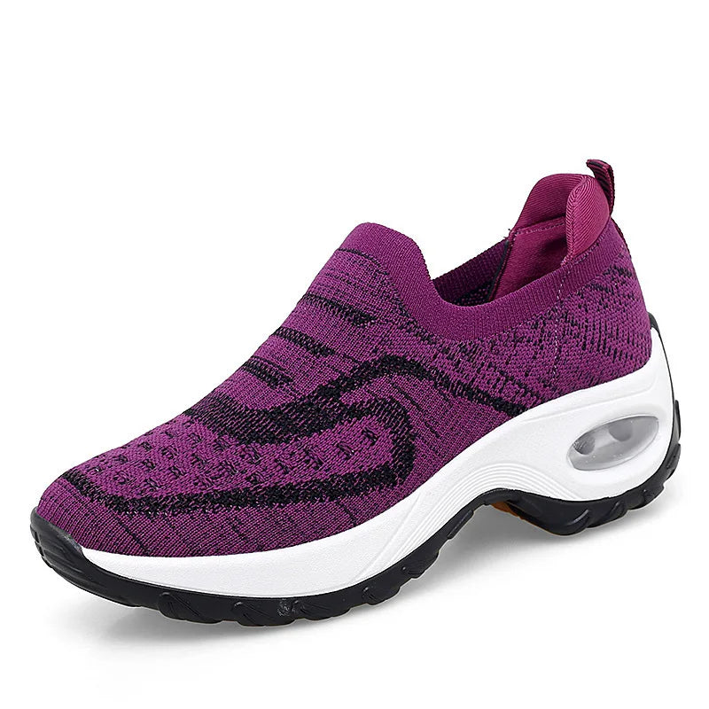 YBQJOO Women's Breathable Mesh Slip-On Flat Sneakers Casual Flat Sneakers Axl PURPLE 36