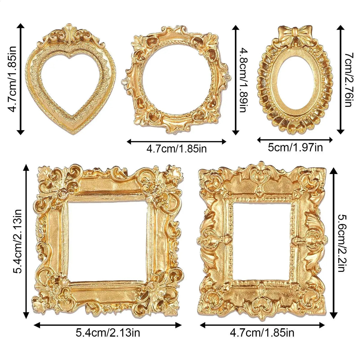 5-Piece Mini Gold Shadow Box Photo Frames – DIY Display Set Photo Display Frames Axl