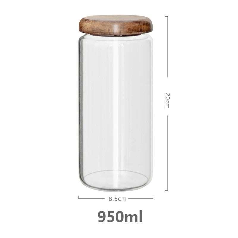 KEMORELA Glass Storage Jar with Acacia Wood Lid | Airtight Canister Glass Storage Jar Axl XL