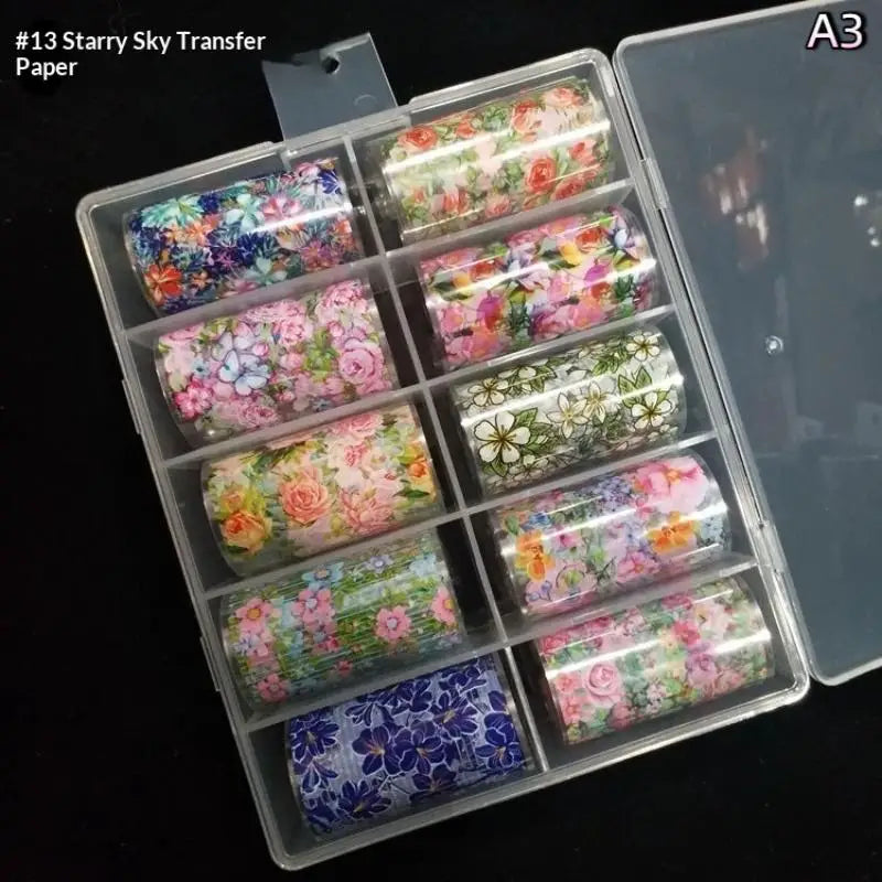 Nail Foil Transfer Paper – 10 Rolls Floral Rose & Butterfly Nail Foil Transfers Axl A3