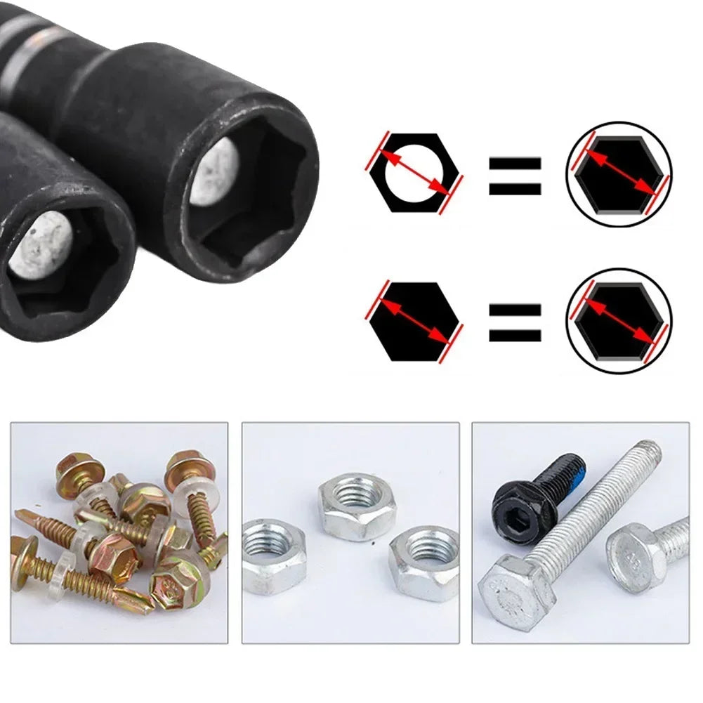 6-Piece Magnetic Socket Nut Driver Set 6–14mm | Hex Drill Bit Socket Driver Set Axl