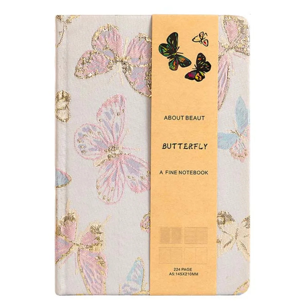 Embroidered Flower PU Leather Journal A5 Weekly Agenda Notepad Embroidered Leather Journal Axl White