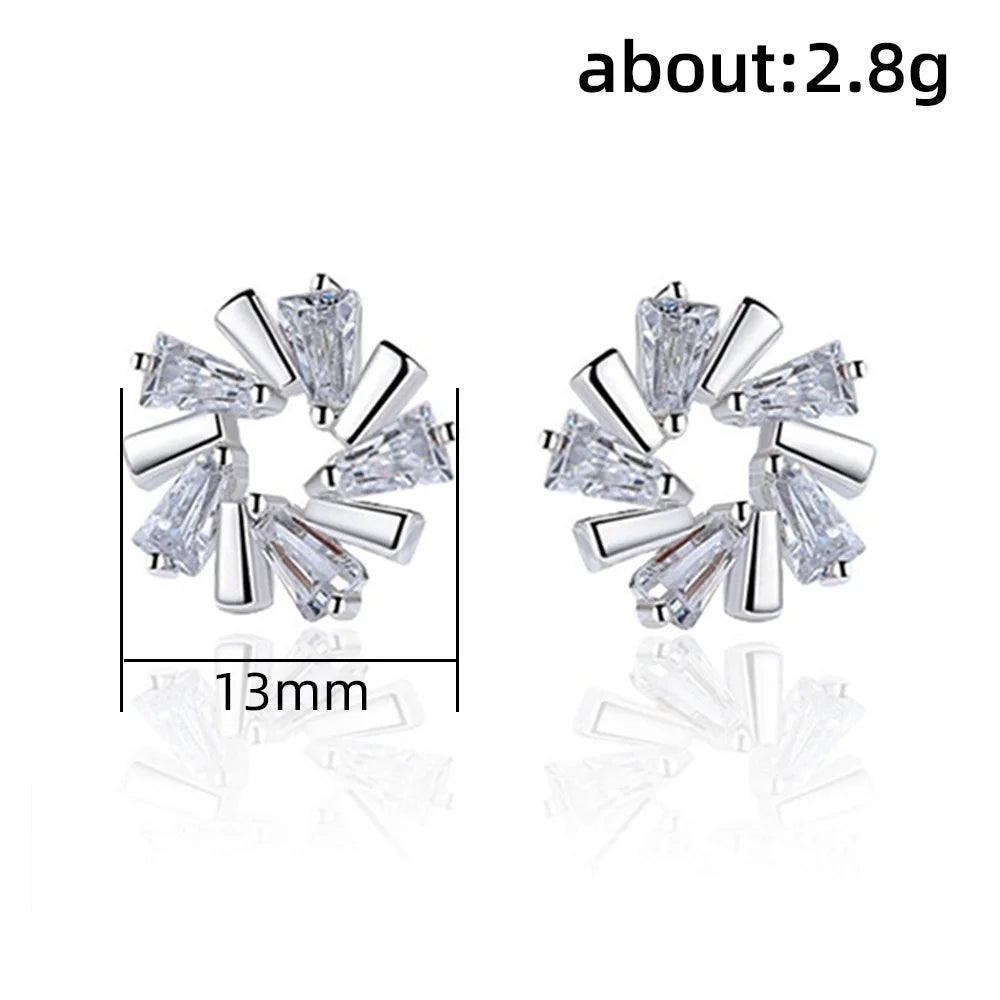 Huitan Cubic Zirconia Silver Stud Earrings – Bridal & Party Stud Earrings Axl