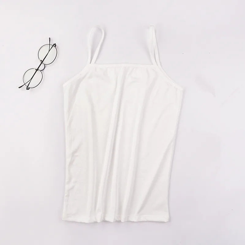 Women's Slim Camisole Crop Top Tank – Halter Vest Undershirt Camisole Crop Top Axl White One Size