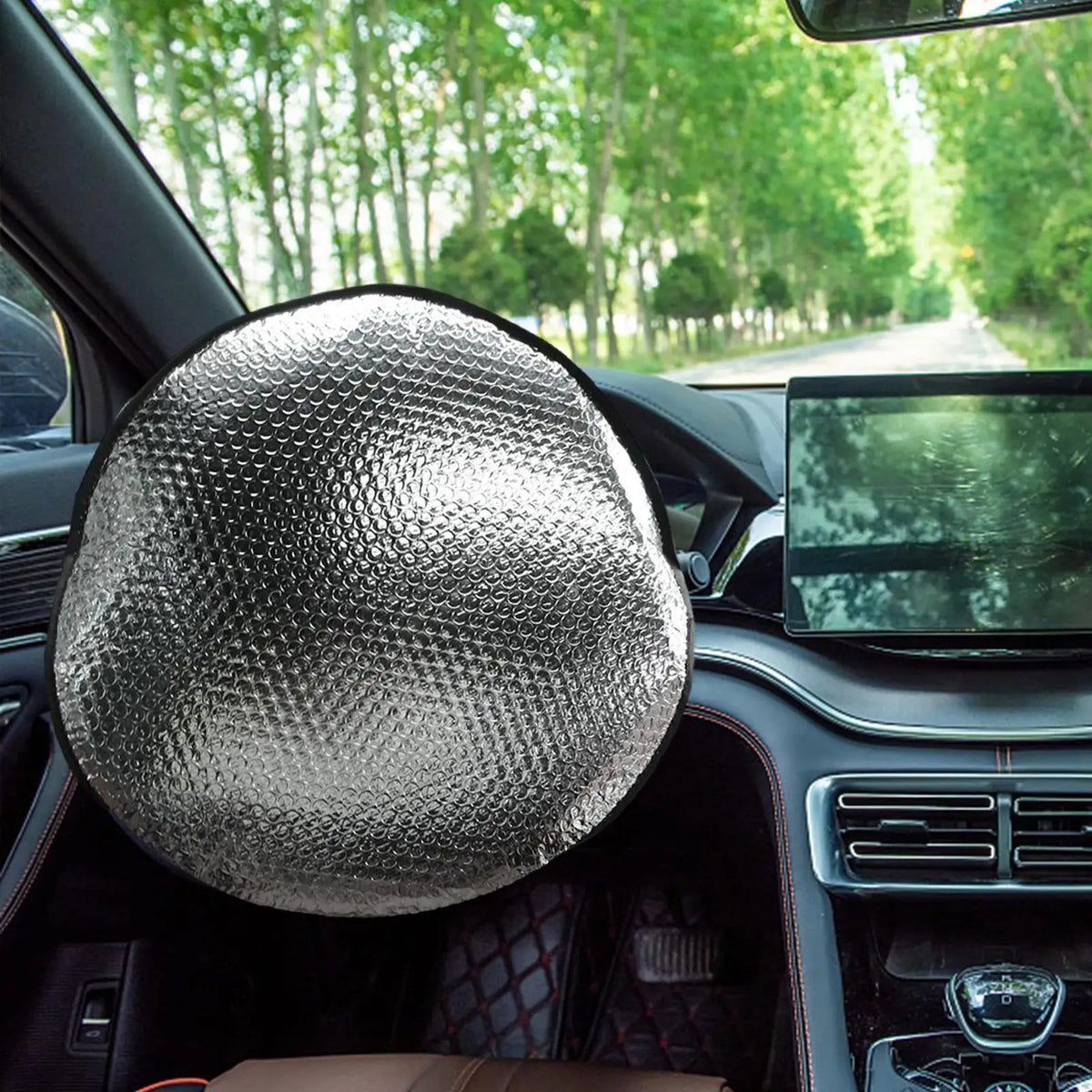 Foldable Aluminum Foil Steering Wheel Sun Shade Cover | UV Block Steering Wheel Sun Shade Axl