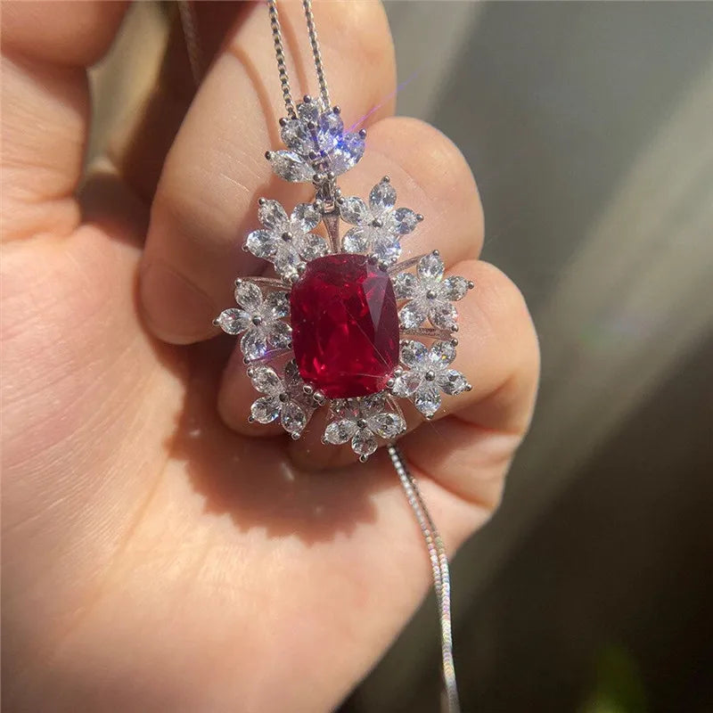 Huitan Bridal Cubic Zirconia Pendant Necklace | Wedding Jewelry Pendant Necklace Axl XL715 45cm