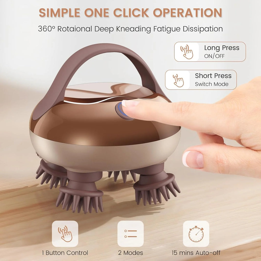 Electric Scalp Massager IPX6 Waterproof – Rechargeable Head Scrubber Electric Scalp Massager Axl