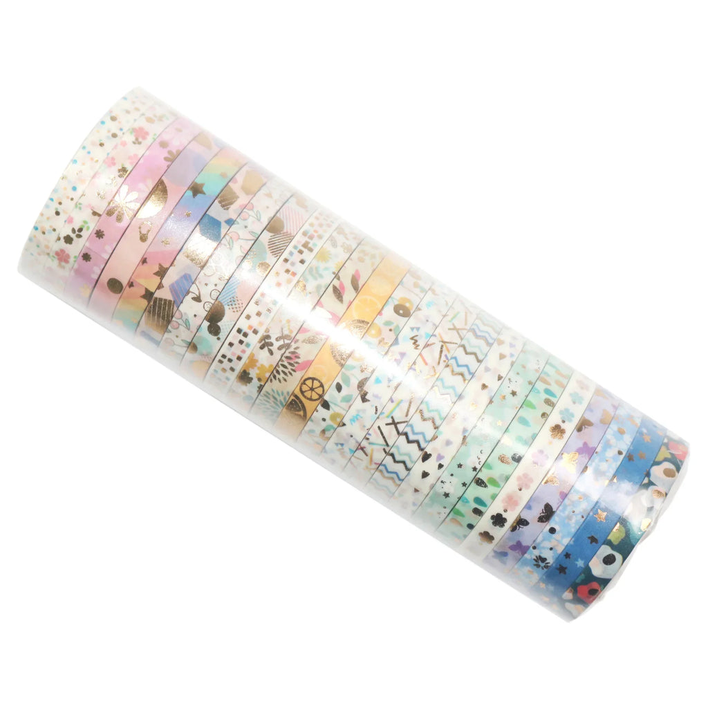 24 Rolls Gold Foil Washi Tape 5mm Cat Pattern – Scrapbook Set Decorative Washi Tape Axl