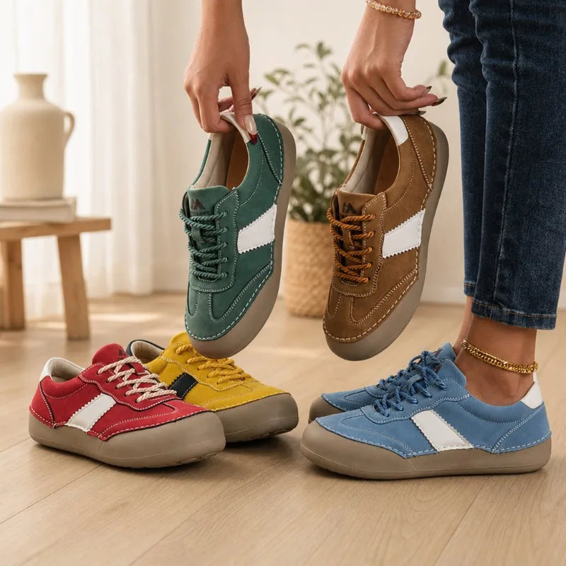 ZULIWAGN Women's Wide Toe Flat Casual Sneakers | Lace-Up Women's Flat Sneakers Axl