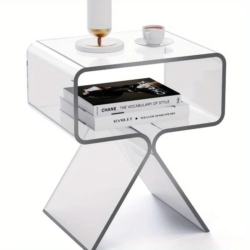 Modern Transparent Acrylic Bedside Table – Narrow Side End Table Acrylic Side Table Axl Transparent