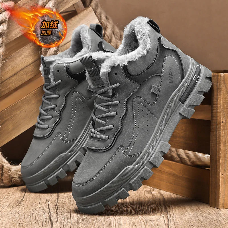 Men's Plush-Lined Waterproof Snow Boots – High Top Winter Men's Snow Boots Axl