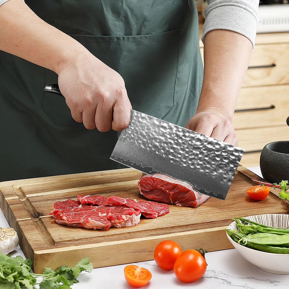 Sunnecko 7" Damascus Steel Cleaver – 73-Layer VG10 Kitchen Knife Damascus Cleaver Knife Axl