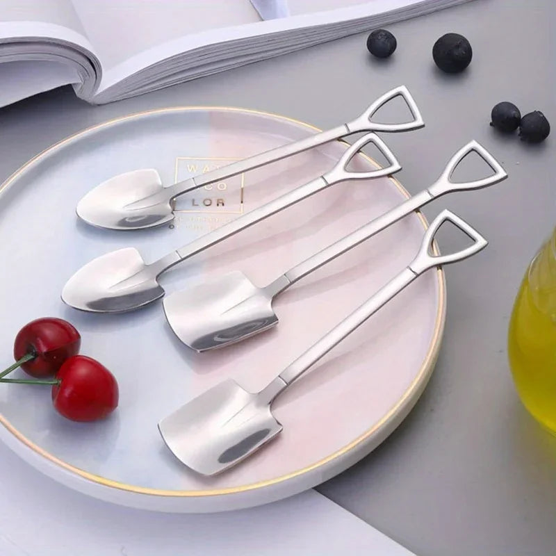 4-Piece Stainless Steel Dessert Spoons – Ice Cream & Fruit Set Dessert Spoon Set Axl