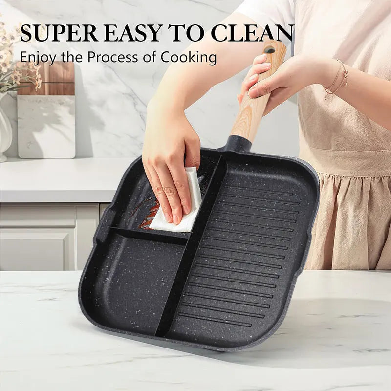 3-in-1 Non-Stick Divided Breakfast Frying Pan | Aluminum Alloy Divided Frying Pan Axl