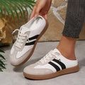 Women's Mule Sneakers – Lace-Up Breathable Flat Half Shoes Mule Sneakers Axl 36 WHITE