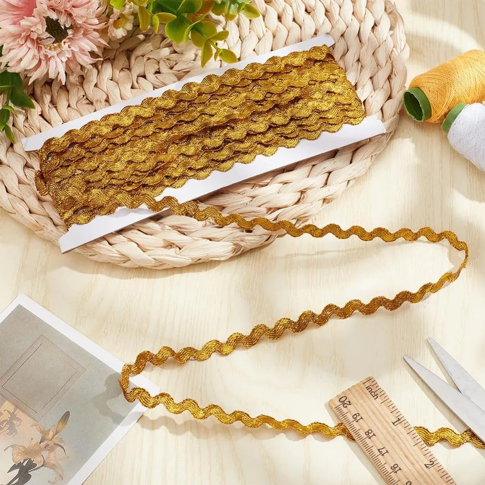 15 Yards Wavy Fringe Trim Ribbon – Goldenrod Polyester Lace Sewing Trim Ribbon Axl