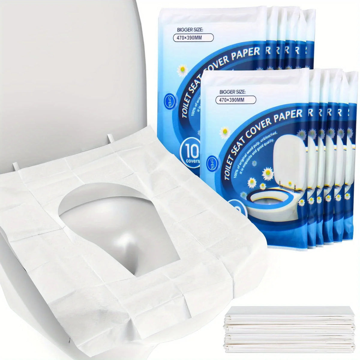 Disposable Toilet Seat Covers 10-Pack | Flushable Travel Toilet Seat Covers Axl