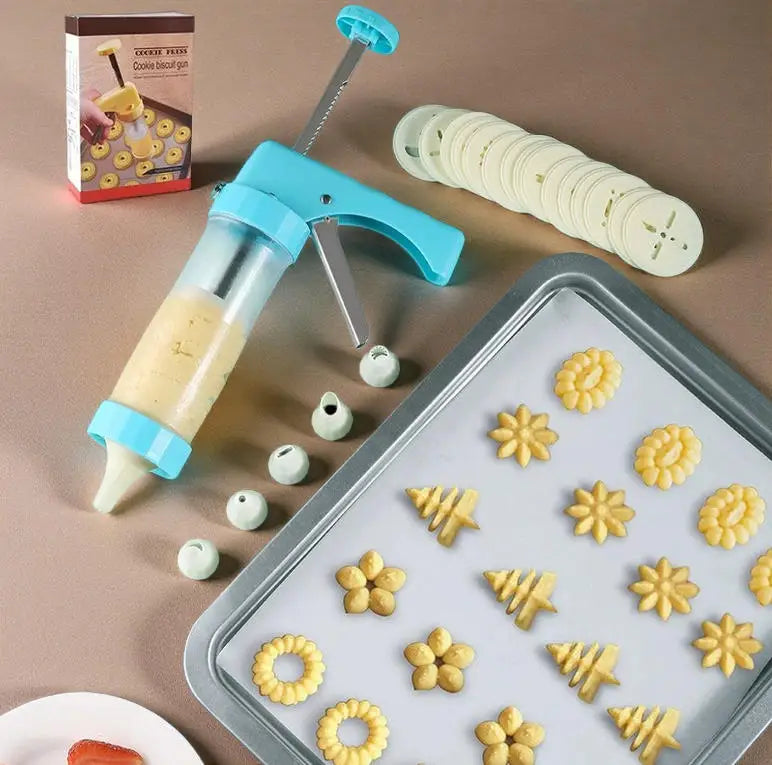 23-Piece Cookie Press Gun Kit – Biscuit & Cake Decorator Cookie Press Kit Axl