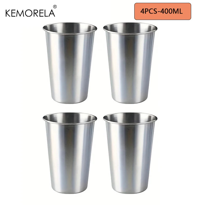 KEMORELA Stackable Stainless Steel Camping Cups 300/400ml | 2-4 Pack Stainless Steel Tumblers Axl 4PCS 400ML 301-400ml
