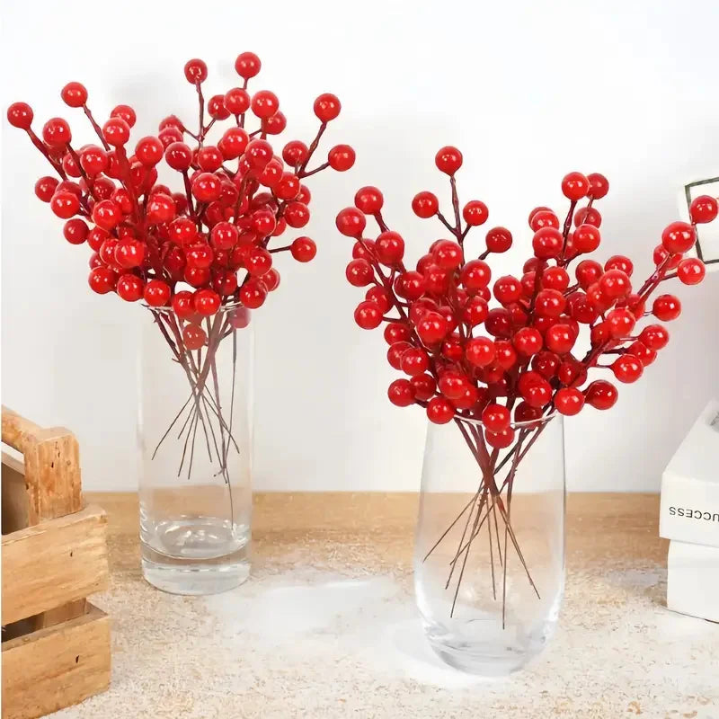Artificial Holly Fruit Branches 10/30 PCS – Christmas Décor Artificial Flower Branches Axl