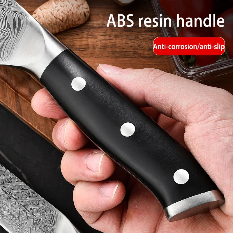 Damascus Chef Knife 7-Inch | Engraved Blade & Anti-Slip Handle Damascus Chef Knife Axl