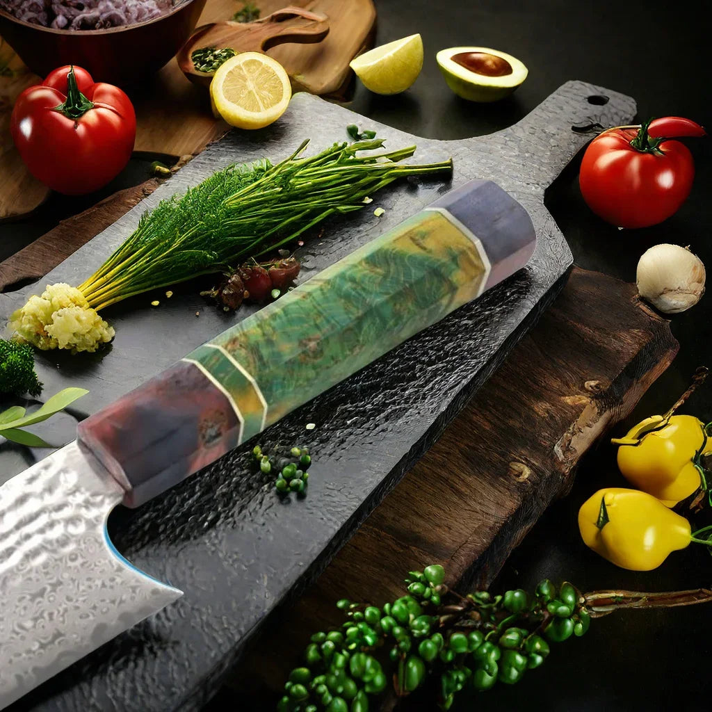 8-Inch Damascus Steel Chef's Knife – Japanese-Style Wood Handle Chef's Knife Axl