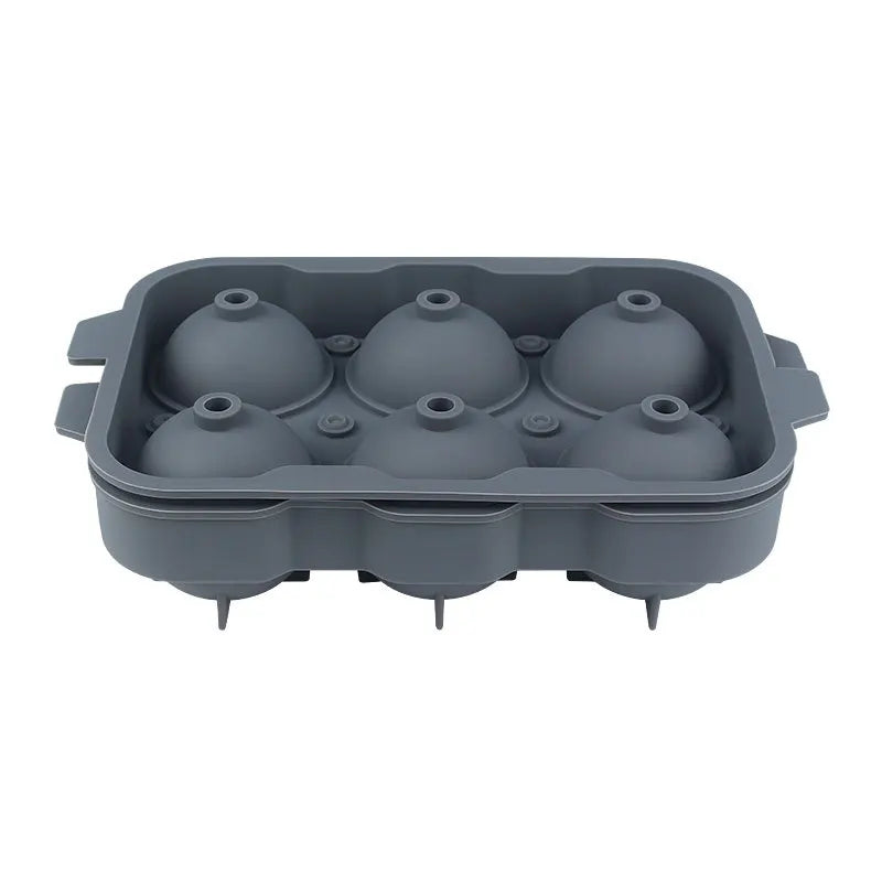 Silicone Ice Ball Mold – 6 Cavity Large Sphere Maker for Whiskey Ice Ball Mold Axl Gray