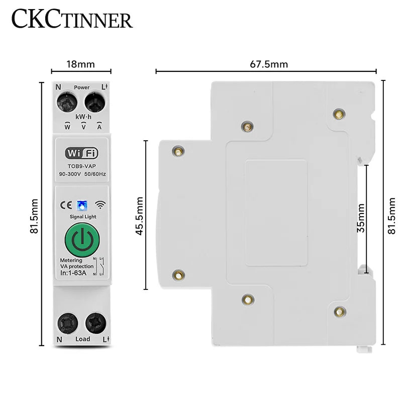 Tuya WiFi Smart Circuit Breaker 63A – Remote & Energy Monitor Smart Circuit Breaker Axl