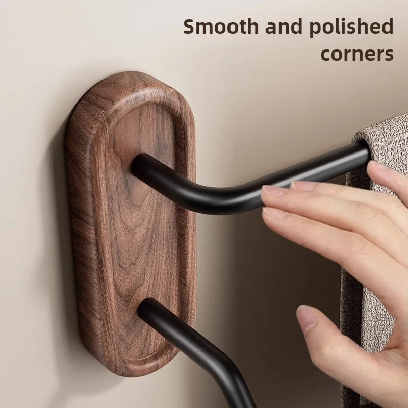 Walnut Double Towel Bar Nordic Wall Rack – 30–60 cm Wall Towel Rack Axl