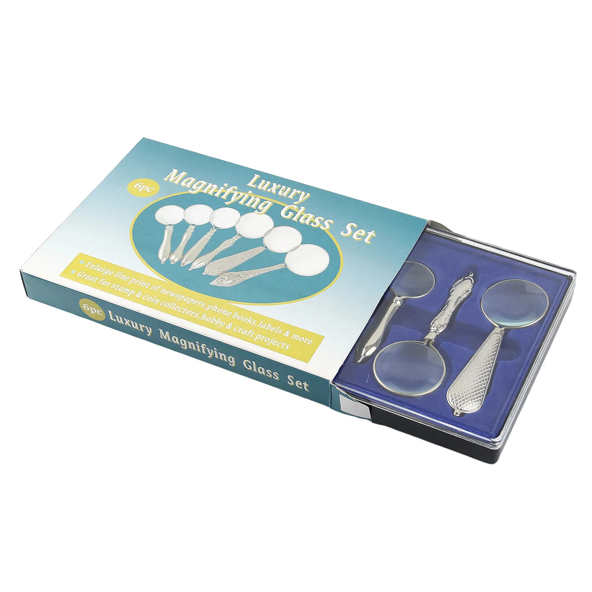 All Metal Magnifying Glass Set – 6-Piece Gift Box Collection Magnifying Glass Set Axl