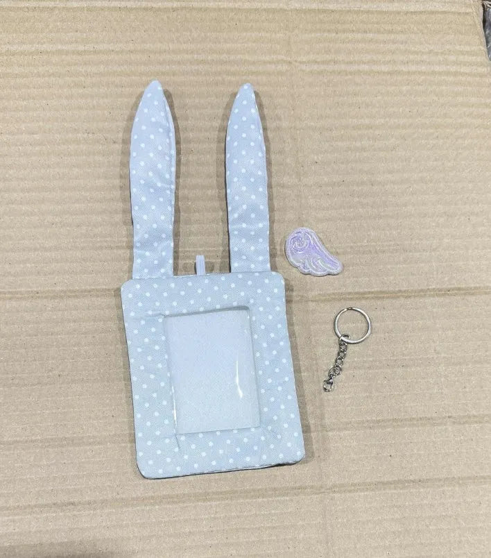 Y2K Rabbit Ears Kpop Photocard Holder Keychain | Bag Pendant Photocard Holder Keychain Axl Gray