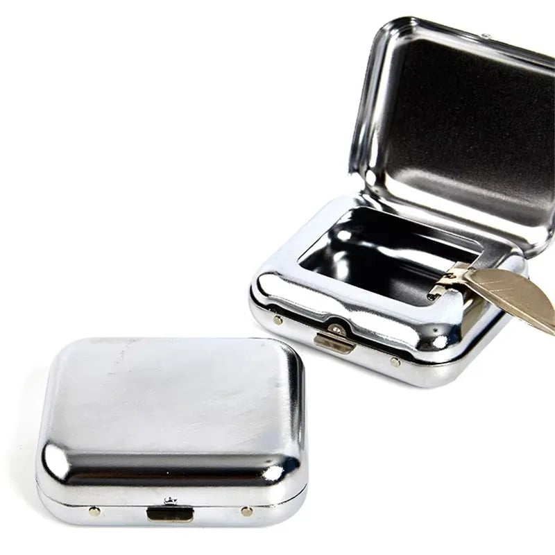 Portable Mini Metal Pocket Ashtray – Silver | Outdoor & Car Portable Pocket Ashtray Axl