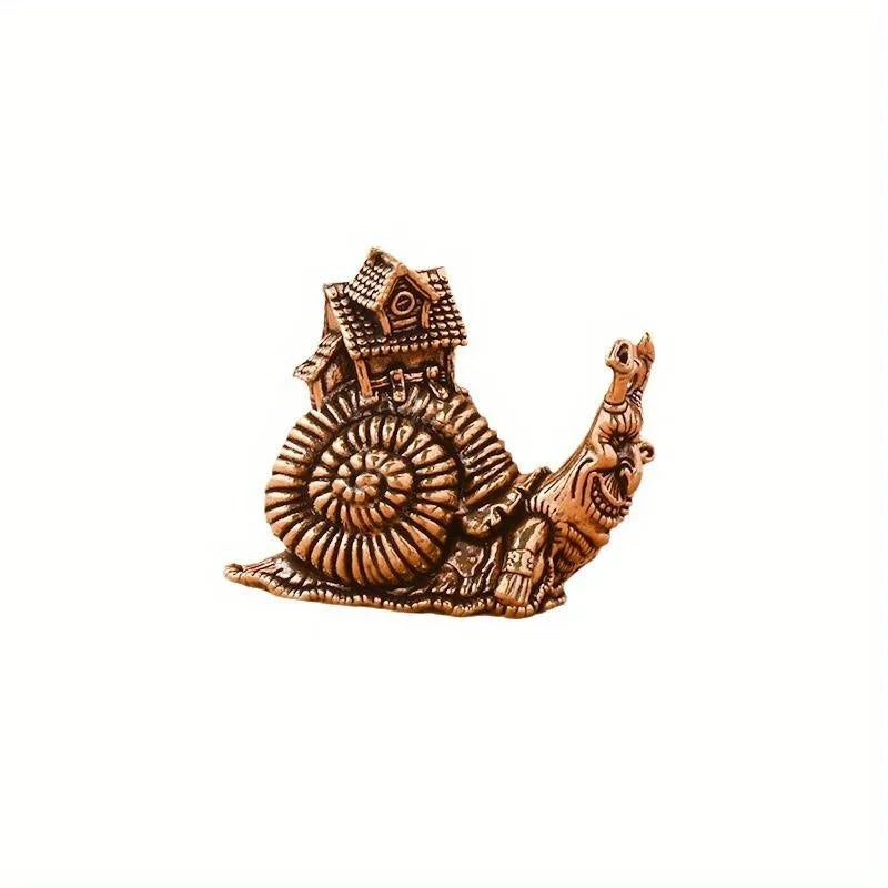 Solid Brass Snail Figurine – Mini Copper Tea Pet Ornament Metal Figurine Axl