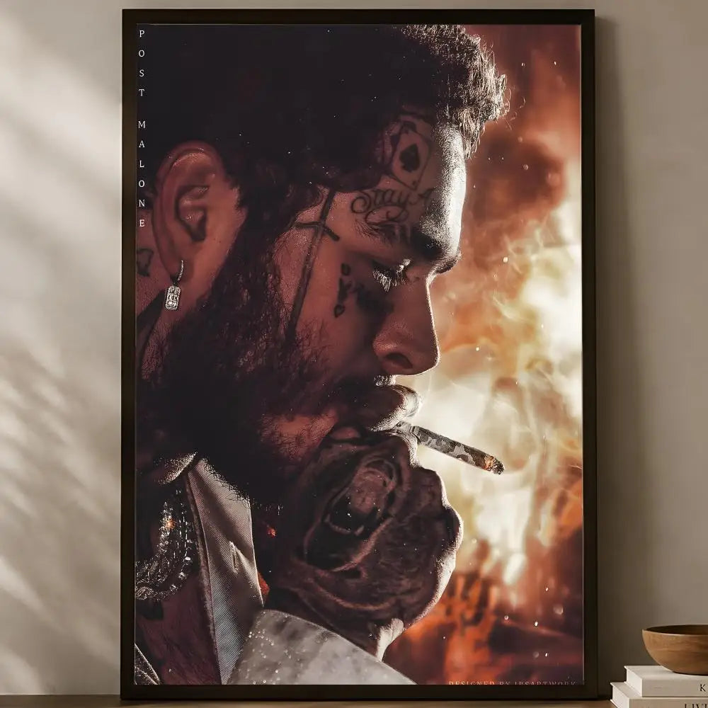Post Malone Self-Stick HD Wall Poster – Waterproof Room Decor Wall Art Poster Axl White09 15X20cmNoframe