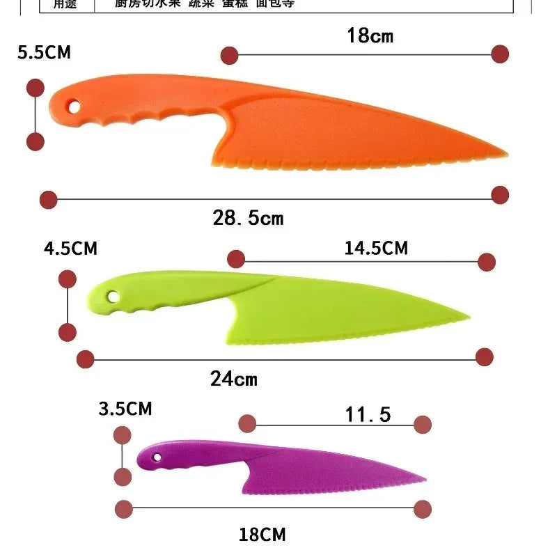 Kids' Plastic Kitchen Knife Set | Safe Serrated Cooking Knives Kids Kitchen Knife Set Axl 3pcs colors