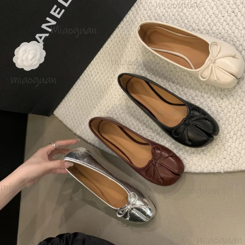 Women's Bow Loafers – Soft Split-Toe Ballet Flats Slip-On Women's Ballet Flats Axl