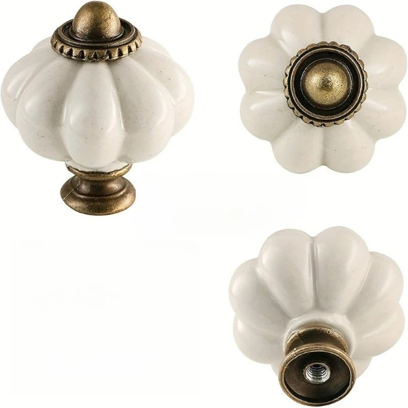 6-Pack White Pumpkin Cabinet Knobs – Vintage Drawer Pulls Cabinet Knobs Axl