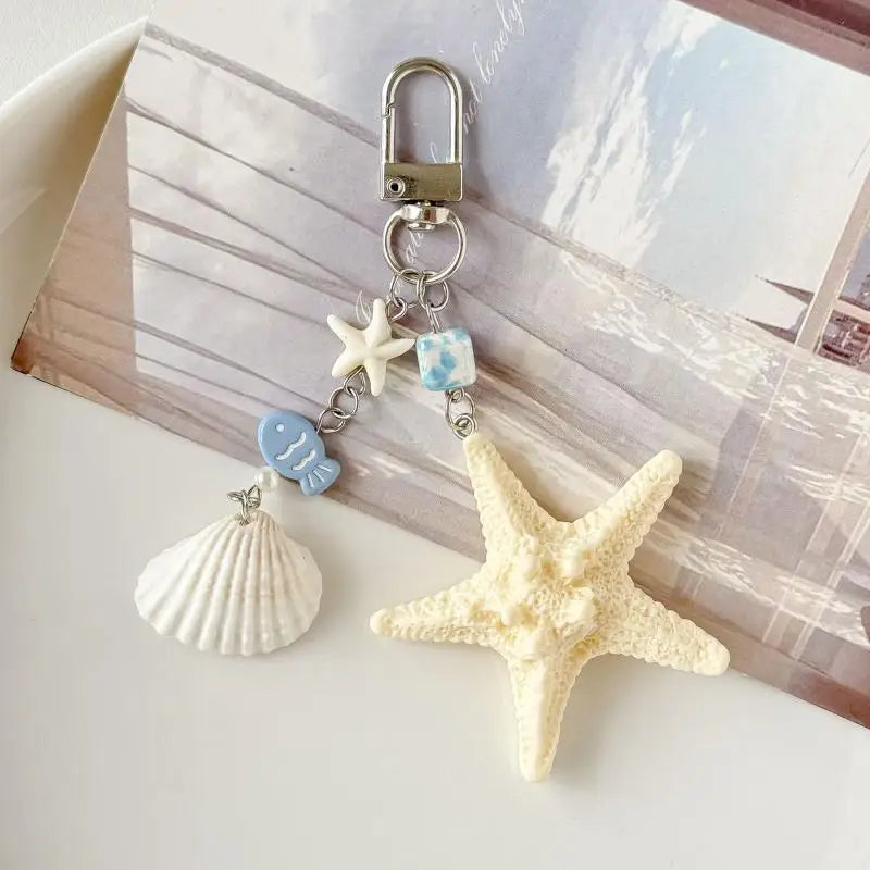 Ocean Shells & Starfish Keychain Phone Strap Charm | Resin Keychain Charm Axl A2